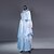 preiswerte Костюмы Старого света-Princess Marie Antoinette Maria Antonietta Gothic Lolita Rococo Baroque Dress Prom Dress Women&#039;s Satin Japanese Cosplay Costumes Blue Solid Colored Poet Sleeve Floor Length