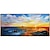 billiga Landskapsmålningar-oljemålning 100 % handgjord handmålad väggkonst på duk horisontell panorama abstrakt modernt landskap nattfall hav himmel heminredning inredning rullad duk utan ram osträckt