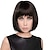 cheap Synthetic Trendy Wigs-Straight Bob Neat Bang Machine Made Wig Short Photo Color Synthetic Hair Women&#039;s Dark Brown