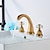 cheap Multi Holes-Widespread Bathroom Sink Mixer Faucet, Brass Basin Taps 2 Handle 3 Hole Retro Style Crystal Handle, Washroom Bath with Hot and Cold Water Hose