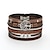 abordables Pulseras y brazaletes-árbol de la vida boho multilayer leather wrap bracelet for women shiny magnetic corchete pulsera joyería para niña (marrón)
