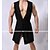 abordables Robes de Chambre-Satin &amp; Soie Homme Lacet Normal Sexy Acrylique Couleur Pleine Noir S
