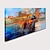 abordables Peintures Abstraites-peinture à l'huile 100% fait main peint à la main art mural sur toile orange bleu horizontal abstrait moderne décoration de la maison décor toile roulée pas de cadre non étiré