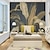 cheap Floral &amp; Plants Wallpaper-Mural Wallpaper Wall Sticker Covering Print Gold Tropical Palm Leaf Canvas Home Décor Peel and Stick Removable