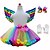 cheap Movie &amp; TV Theme Costumes-Princess Skirt Cosplay Costume Wings Girls&#039; Movie Cosplay Tutus Festival / Holiday Rainbow Skirt Gloves Wings Christmas Halloween Carnival Polyester / Cotton Polyester / Bow
