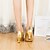 ieftine Pantofi de Dans-Pentru femei Încălțăminte latină Antrenament Performanță Călcâi Despicare Toc Cubanez Auriu Buclă Adulți Sandale de cristal / Piele