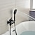 voordelige Badkranen-badkraan wandmontage zwart, 3 uitloop badkamerkraan bad romeinse badvuller mengkraan messing met 2 sproeier bidet sproeier