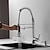 cheap Kitchen Faucets-Kitchen Faucet with Pullout Spray and Soap Dispenser Sets Single Handle Two Holes Pull Out/Rotatable/Multifunction Standard Spout, Brass Tall-High Arc Deck Mounted Kitchen Faucet