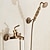 cheap Bathtub Faucets-Bathtub Faucet - Retro Antique Brass Wall Installation Ceramic Valve Bath Shower Mixer Taps / Country / Single Handle / Yes / Rain Shower / Handshower Included