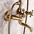 cheap Shower Faucets-Shower Faucet Set Brass with Bathtub Spout Shower System, 2 Knob Handle Telephone Style Heldhand Showerhand 1.5m Hose Wall Mounted Tap