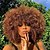 hesapli Sentetik Kapsız Peruklar-siyah kadınlar için patlama ile runm kısa kıvırcık afro peruk sapıkça kıvırcık saç peruk afro sentetik ısıya dayanıklı tam peruk