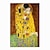 olcso Híres festmények-karácsonyi világhírű festménysorozat 100% kézzel festett Gustav Klimt csókja absztrakt olajfestmény vászon falra képek nappalinak lakberendezési ajándék