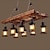 cheap Pendant Lights-95cm LED Long Retro Strip Wooden Chandelier with Glass Shade Rope Pendant Light 8 Heads Warm White Lights Decorative Lighting Fixture Retro Rustic Antique Ceiling Lamp AC110V AC220V