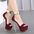 cheap Women&#039;s Sandals-Women&#039;s Heels Stilettos Platform Sandals Ankle Strap Sandals Daily High Heel Sandals Platform High Heel Stiletto Heel Peep Toe Casual Sexy Walking Shoes PU Zipper Solid Colored Black Burgundy