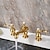 cheap Multi Holes-Widespread Bathroom Sink Mixer Faucet, 3 Hole 2 Handle Gold Brass Basin Taps Washroom Vessel Water Tap, Hot and Cold Hose Deck Mounted