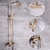 cheap Shower Faucets-Shower System Faucet Set 8&quot; Showerhead Golden, Rainfall Vintage Style Combo Kit with Handheld Handshower Wall Mounted, Country Antique Brass Mount Outside Ceramic Valve Bath Shower Mixer Taps