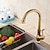 cheap Kitchen Faucets-Antique Brass Kitchen Faucet,Single Handle One Hole Standard Spout Centerset Contemporary Rotatable Kitchen Taps with Cold and Hot Switch
