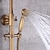 preiswerte Duscharmaturen-Duschsystem-Wasserhahn-Set 8 &quot;Duschkopf golden, Regenfall Vintage-Stil Combo-Kit mit Handbrause an der Wand montiert, ländliche Antik-Messing-Halterung außen Keramikventil Badewannendusche Mischbatterien