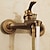 levne Sprchové baterie-sada koupelnových sprchových baterií, vysokoprůtokový vintage styl nástěnná vnější strana starožitná vytahovací sprchová hlavice se dvěma hlavicemi s ručním ovládáním, spínač teplé a studené vody