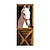billiga Dörrklistermärken-vit hästmönster självhäftande dörrklistermärken vardagsrum gör-det-själv dekorativa hem vattentäta väggdekorationer avtagbara pvc-hemdekoration väggdekor väggdekoration 1st 77x200cm (30,3&quot;x78,7&quot;)