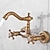 cheap Wall Mount-Art Deco Antique Brass Sprinkle Sink Faucets,  Wall Mount Two Handles Two Holes Kitchen Faucet with Hot and Cold Water Switch