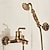 お買い得  浴槽用水栓金具-浴槽の蛇口 - レトロなアンティーク真鍮の壁の取り付けセラミックバルブバスシャワー混合栓 / 国 / シングルハンドル / はい / レインシャワー / ハンドシャワー付き