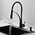 cheap Kitchen Faucets-Deck Mounted Single Handle Kitchen Faucet, Black Nickel&amp;Satin Brass One Hole Pull Out Rotatable Multifunction Standard Spout Kitchen Faucet with Bodysprays and Cold/Hot Water Switch