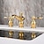 cheap Multi Holes-Widespread Bathroom Sink Mixer Faucet, 3 Hole 2 Handle Gold Brass Basin Taps Washroom Vessel Water Tap, Hot and Cold Hose Deck Mounted