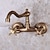 cheap Wall Mount-Art Deco Antique Brass Sprinkle Sink Faucets,  Wall Mount Two Handles Two Holes Kitchen Faucet with Hot and Cold Water Switch