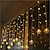 abordables LED String Lights-lumières de décoration de noël 3.5m 96pcs led guirlandes de rideaux de flocon de neige avec 8 modes flash brancher des lumières de guirlande de fées pour rideau de fenêtre maison fête de vacances