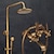 cheap Shower Faucets-Shower Faucet,Shower System Set Handshower Included pullout Waterfall Vintage Style / Country Antique Brass Mount Outside Ceramic Valve Bath Shower Mixer Taps