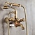 cheap Shower Faucets-Industrial Style Shower Faucet Set Handshower Included pullout Vintage Style / Country Antique Brass Mount Outside Ceramic Valve Bath Shower Mixer Taps / Yes / Yes / Yes
