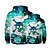 cheap Tops-Family Look Hoodie &amp; Sweatshirt Graphic Optical Illusion Animal Print Green Long Sleeve Active Matching Outfits