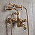 cheap Shower Faucets-Industrial Style Shower Faucet Set Handshower Included pullout Vintage Style / Country Antique Brass Mount Outside Ceramic Valve Bath Shower Mixer Taps / Yes / Yes / Yes