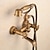 お買い得  シャワー用水栓金具-シャワー蛇口セット真鍮浴槽スパウトシャワーシステム、2 ノブハンドル電話スタイルヘルドハンドシャワーハンド 1.5 メートルホース壁取り付けタップ