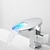 cheap Classical-Bathroom Sink Faucet,LED Waterfall Temperature Controlled 3-Colors Electroplated Centerset Single Handle One Hole Bath Taps