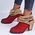 رخيصةأون أحزية بوت نسائية-Women&#039;s Boots Chunky Heel Round Toe Daily PU Buckle Solid Colored Black Red Gray / Booties / Ankle Boots / Booties / Ankle Boots
