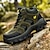 ieftine Bocanci-Bărbați Cizme Bocanci Pantofi de trekking Drumeții Plimbare Casual Zilnic PU Respirabil Non-alunecare Rezistență la uzură Dantelat Negru Verde Militar Maro Toamnă