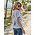 economico T-shirt e Canotte-Per donna maglietta Liscio Tagliato Pizzo Collage Rotonda Top Stile da spiaggia Top basic Grigio chiaro