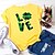 cheap Women&#039;s T-shirts-Women&#039;s T shirt Plaid Floral Letter Print Round Neck Tops 100% Cotton Basic Basic Top White Yellow Blushing Pink