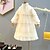 abordables Vestidos casuales-Kids Little Girls&#039; Dress Solid Colored Ruffle Lace Beige Knee-length Long Sleeve Cute Sweet Dresses