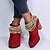 رخيصةأون أحزية بوت نسائية-Women&#039;s Boots Chunky Heel Round Toe Daily PU Buckle Solid Colored Black Red Gray / Booties / Ankle Boots / Booties / Ankle Boots