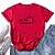 저렴한 티셔츠 &amp; 탱크 탑-여성용 T 셔츠 그래픽 프린트 라운드 넥 탑스 100% 면 베이직 기본 탑 화이트 루비 옐로우