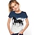 tanie dziewczęce koszulki 3d-Dziecięca koszulka dziewczęca koszulka z krótkim rękawem motyl kot koń kolor blok 3d zwierzęcy nadruk jezioro niebieski granatowy biały dzieci topy basic streetwear śliczne