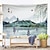 cheap Wall Tapestries-Chinese Ink Painting Style Wall Tapestry Art Decor Blanket Curtain Hanging Home Bedroom Living Room Decoration Landscape River Mountain Crane Sun