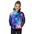billige Hættetrøjer og sweatshirts-Børn Pige Hattetrøje Galakse udendørs 3D-udskrivning Langærmet Aktiv 2-12 år Vinter Lilla