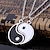 cheap Necklaces-yin yang friend or couple necklace matching yin yang adjustable cord bracelet, yin yang couple pendant necklace chain for friendship boyfriend girlfriend (silver)
