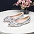 cheap Wedding Shoes-Wedding Shoes for Bride Bridesmaid Women Closed Toe Pointed Toe Silver Blue Gold Red PU Flats with Rhinestone Crystal Flat Heel Wedding Party Valentine&#039;s Day Bling Bling Shoes Luxurious Fashion