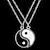 ieftine Coliere-yin yang prieten sau cuplu brățară cu colier set, 2 piese potrivite yin yang reglabil cordon brățară, 2 piese yin yang cuplu colier pandantiv lanț pentru prietenie iubit prietena (argint)