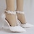 olcso Esküvői cipők-Női Esküvői cipők Boka szíj sarka Esküvő Hivatal és karrier Esküvői Heels Koszorúslány cipő Gyöngy Csat Csipke Tűsarok Erősített lábujj Üzlet Szexi minimalizmus PU Papucs Egyszínű Fehér Sárga